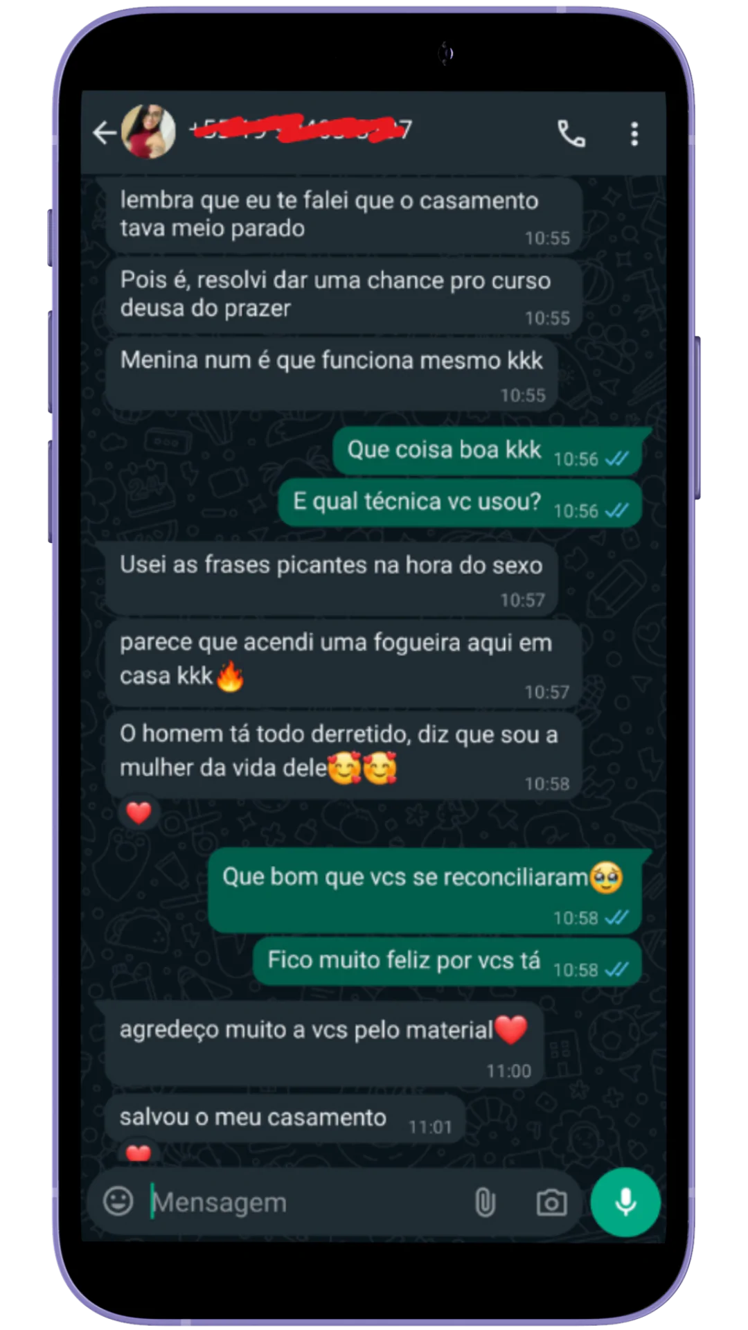 Depoimento WhatsApp - Casamento Transformado